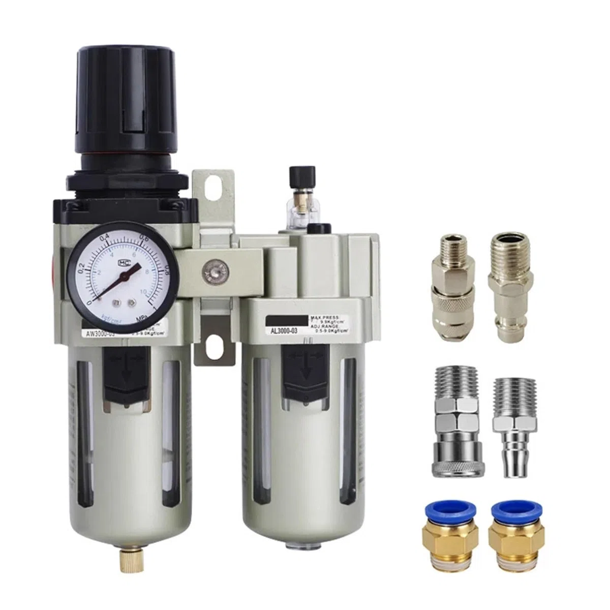 AC3010-03 AC4010-04 Régulateur de pression pneumatique pour compresseur d'air Filtre séparateur d'eau et d'huile 1 pièce (AC3010-03 avec filtre en fibre de 12 mm)