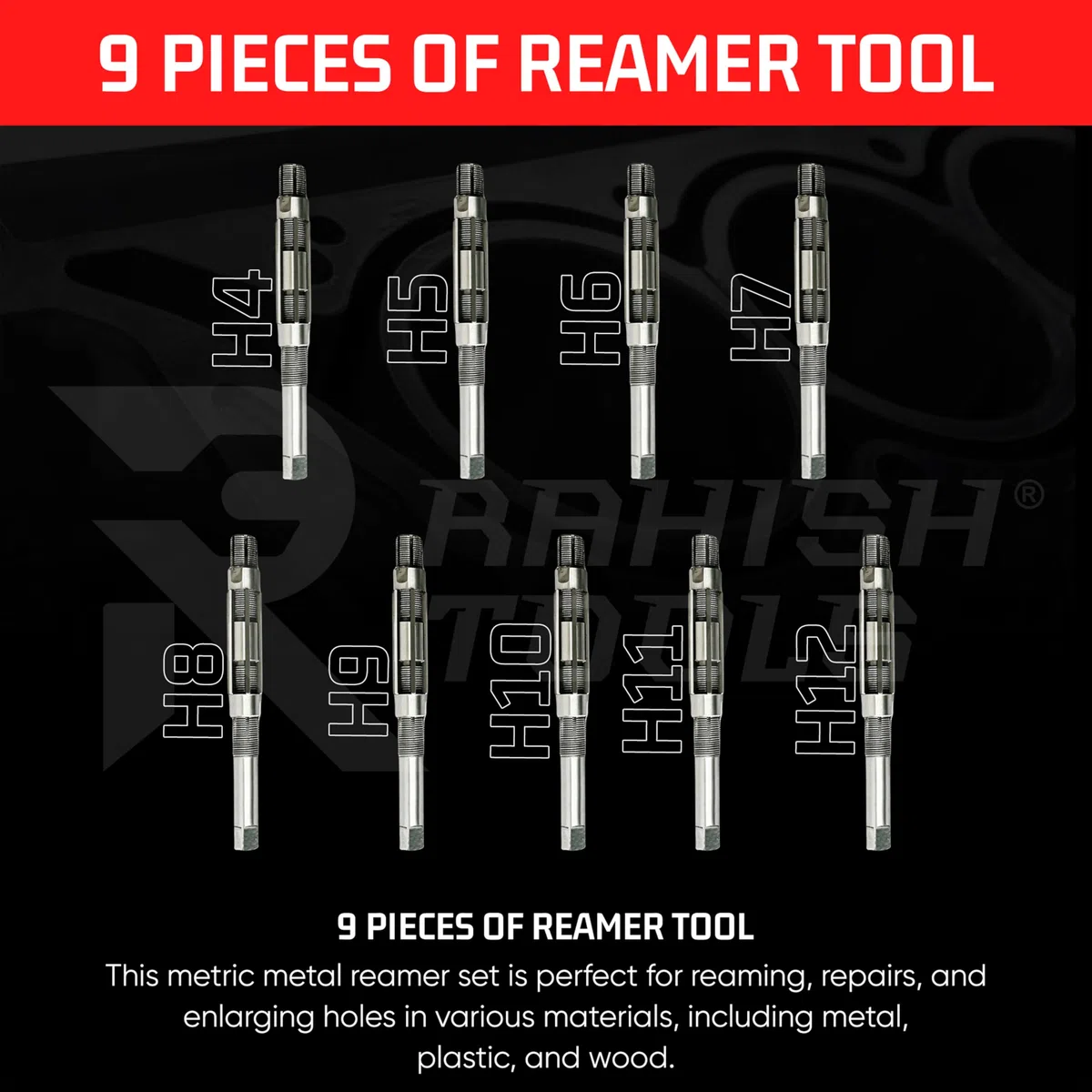 Alésoir manuel réglable H4 à H12 Tailles – 15/32" à 1-3/16" Outil d'alésage pour une finition précise des trous avec lames en acier au carbone – Outils à main pour métal et bois – 11,90