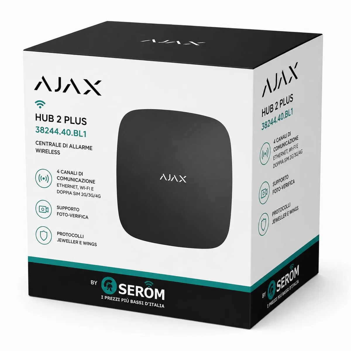 Hub 2 Plus 38244.40.BL1 Centrale d'alarme professionnelle 4G Double SIM Noir
