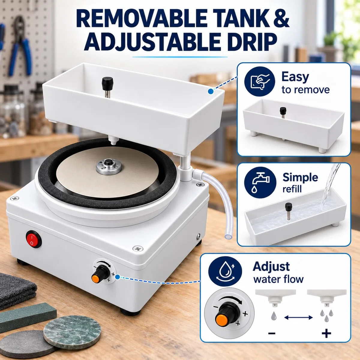 Aiguiseur de couteaux à graver humide, 0-5000 tr/min plat