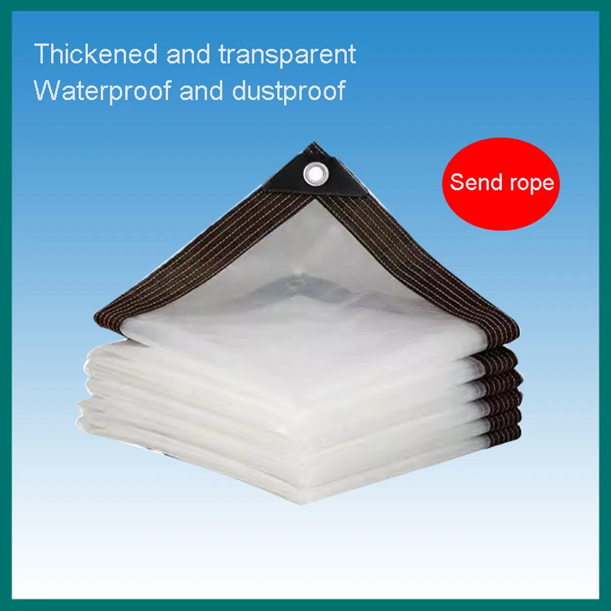Bâche transparente imperméable et résistante avec œillets - 5 x 10 m - Bâche polyvalente en plastique pour serre, jardin, terrasse, extérieur