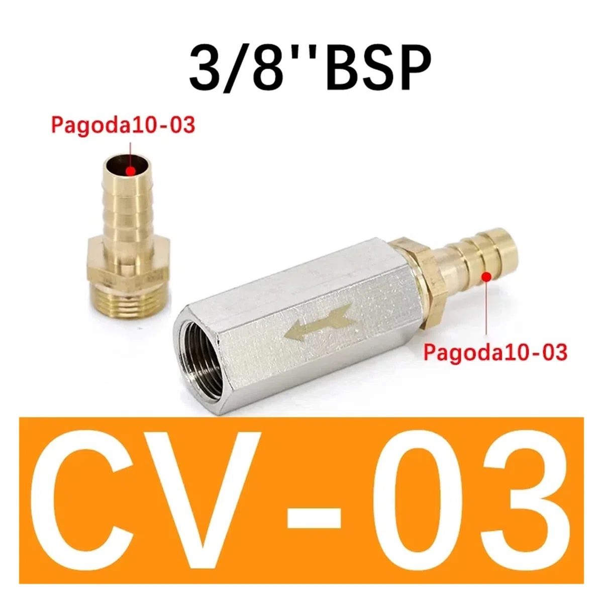 Connecteur de valve anti-retour pneumatique 6 mm 8 mm 10 mm 1/4 tuyau d'air gaz valve unidirectionnelle en laiton valve compresseur d'air raccord adaptateur joyeux (CV-03 w BT10-03, 5 pièces)