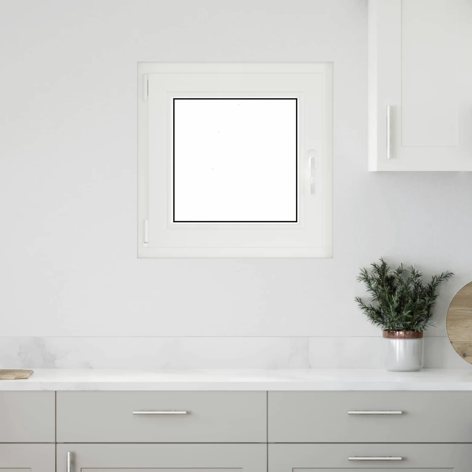 Fenêtre de cave en PVC 50 x 50 cm avec fonction basculante et rotative