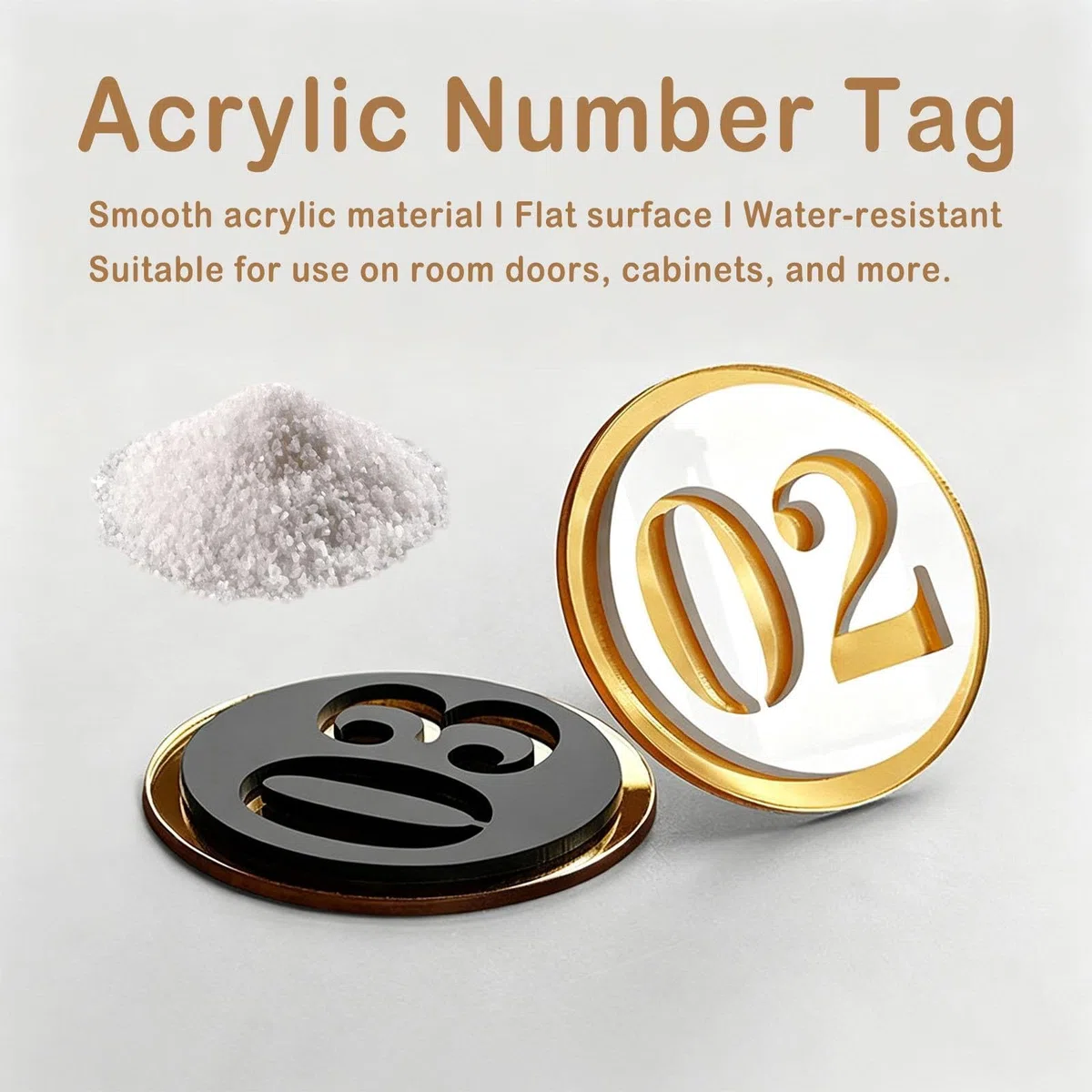 numéro 1-10 1-30 1-50 1-100 Plaques D'immatriculation En Acrylique, Étiquette Numérique À Double Couche Avec Fond Doré, Étiquette(B-Black-1-100,L 8 CM W 8 CM)