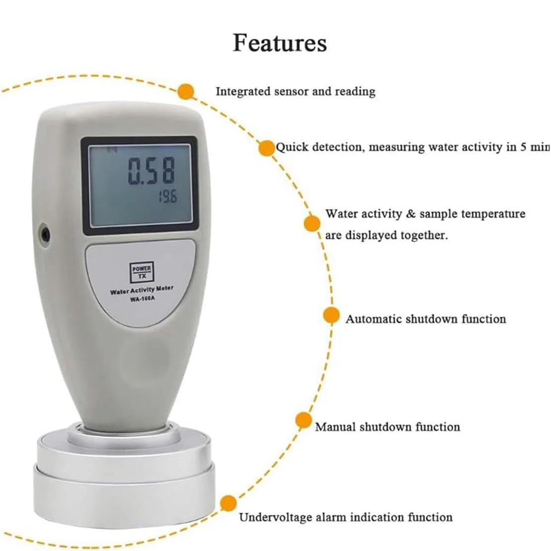FAXIOAWA Analyseur portatif d'activité de l'eau avec écran numérique LCD, Moniteur de testeur d'aliments Intelligent, Plage de Mesure de 0 à 1,0 AW, précision de 0,02 AW, modèle USB